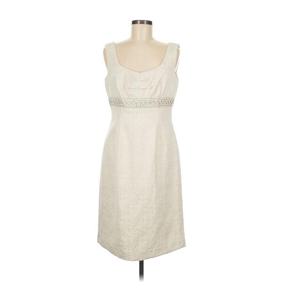 NWT Tahari by Arthur Levine Ivory White and Gold Shift Dress Size 12 - Picture 1 of 7